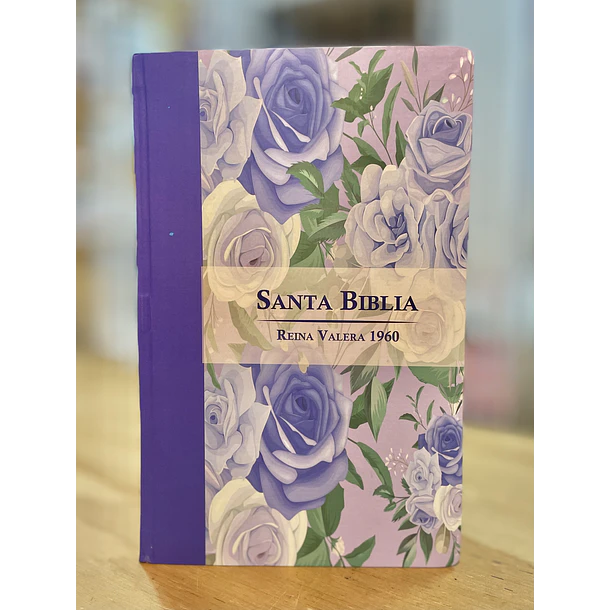 Biblia Tamaño Manual Letra Grande RVR60 Con Índice Morado/Floral 1