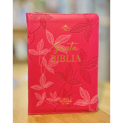 Biblia Tamaño Compacto RVR60 Con Cierre Fucsia/Floral 