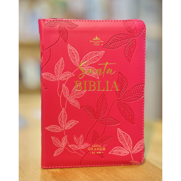 Biblia Tamaño Compacto RVR60 Con Cierre Fucsia/Floral  1