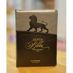 Biblia Tamaño Compacto Letra Grande RVR60 Con Cierre e Índice Gris/Negro León