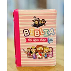 Biblia Mi gran Viaje Letra Grande RVR60 Con Cierre y Con Manilla Fucsia 1