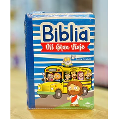 Biblia Mi Gran Viaje Letra Grande RVR60 Con Cierre y Con Manilla Azul