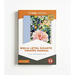 Biblia Letra Gigante Tamaño Manual RVR60 Con Cierre e Índice Celeste Floral