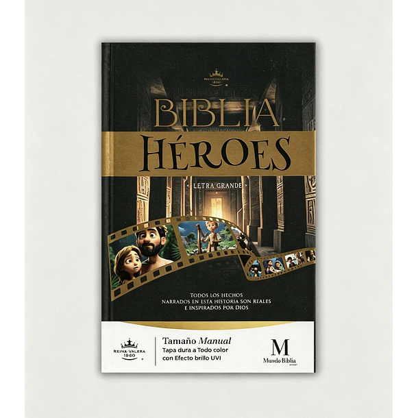 Biblia Héroes Letra Grande Tamaño Manual RVR60 Tapa Dura Negro 1