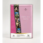 Biblia Héroes Letra Grande Tamaño Manual RVR60 Con Cierre Rosa/Fucsia 1