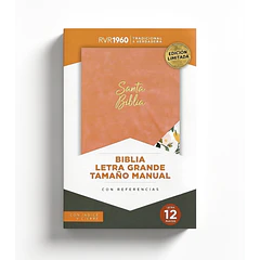 Biblia Tamaño Manual Letra Grande RVR60 Con Índice y Cierre Salmón/Floral