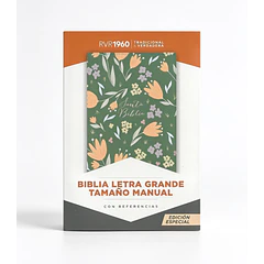 Biblia Tamaño Manual Letra Grande RVR60 Verde Floral