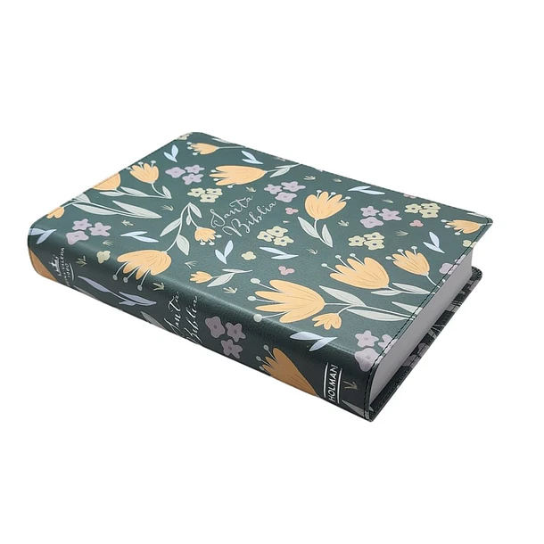 Biblia Tamaño Manual Letra Grande RVR60 Verde Floral 2