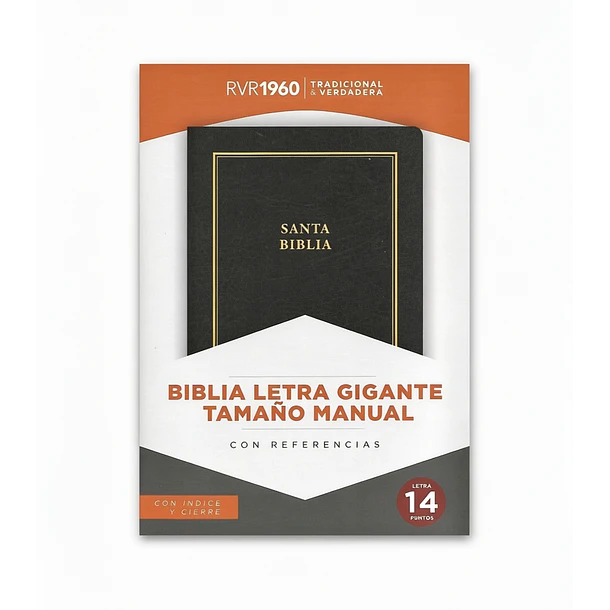 Biblia Tamaño Manual Letra Gigante RVR60 Con Índice y Cierre Negro 1
