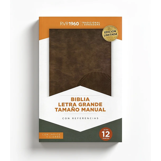 Biblia Tamaño Manual Letra Grande RVR60 Con Índice y Cierre Café 1
