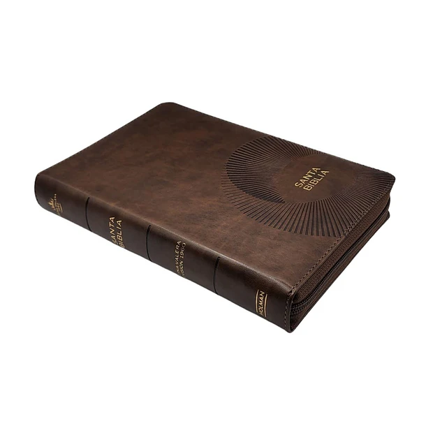 Biblia Tamaño Manual Letra Grande RVR60 Con Índice y Cierre Café 2