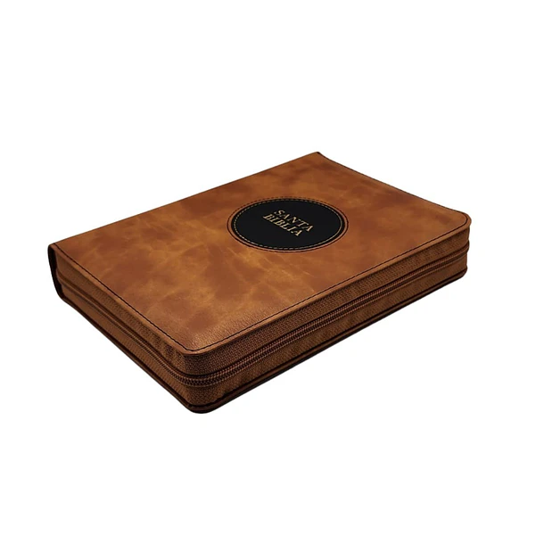 Biblia Tamaño Manual Letra Gigante RVR60 Con Índice y Cierre Café 2