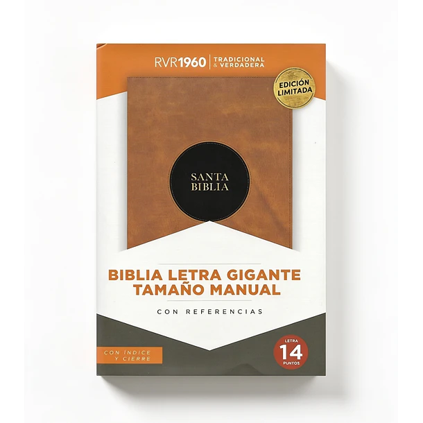 Biblia Tamaño Manual Letra Gigante RVR60 Con Índice y Cierre Café 1