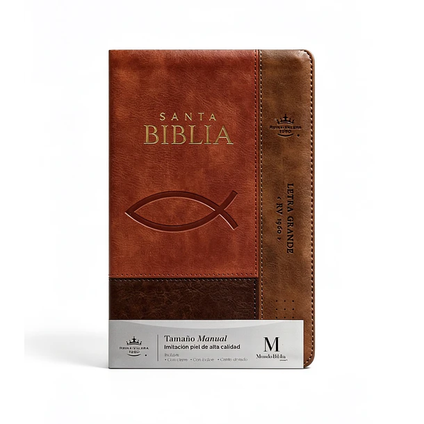 Biblia Letra Grande Tamaño Manual RVR60 Con Índice y Cierre Ichtus Café 1
