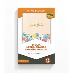 Biblia Tamaño Manual Letra Grande RVR60 Con Índice y Cierre Crema Floral