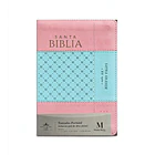 Biblia Tamaño Compacto Letra Grande RVR60 Con Cierre e Índice Rosa/Celeste 1