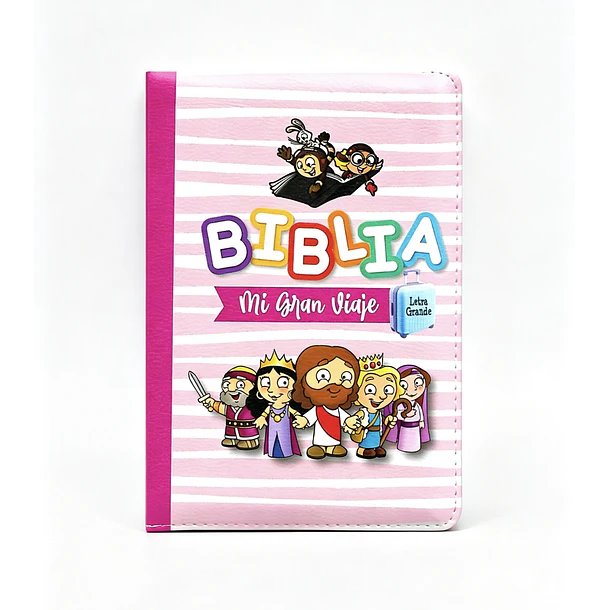 Biblia Mi gran Viaje Letra Grande RVR60 Con Cierre y Con Manilla Fucsia 1