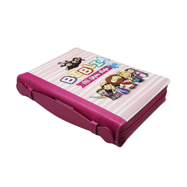 Biblia Mi gran Viaje Letra Grande RVR60 Con Cierre y Con Manilla Fucsia 2