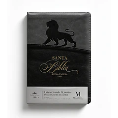 Biblia Tamaño Compacto Letra Grande RVR60 Con Cierre e Índice Gris/Negro León