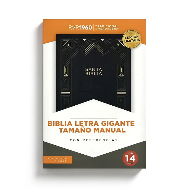 Biblia Tamaño Manual Letra Gigante RVR60 Con Índice y Sin Cierre Azul Marino 1