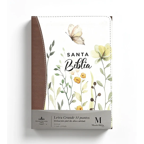 Biblia Tamaño Compacto Letra Grande RVR60 Café Floral 1