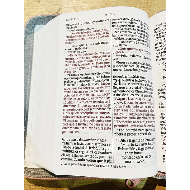 Biblia Tamaño Compacto Letra Grande NTV Con Cierre Blanco Crema  2