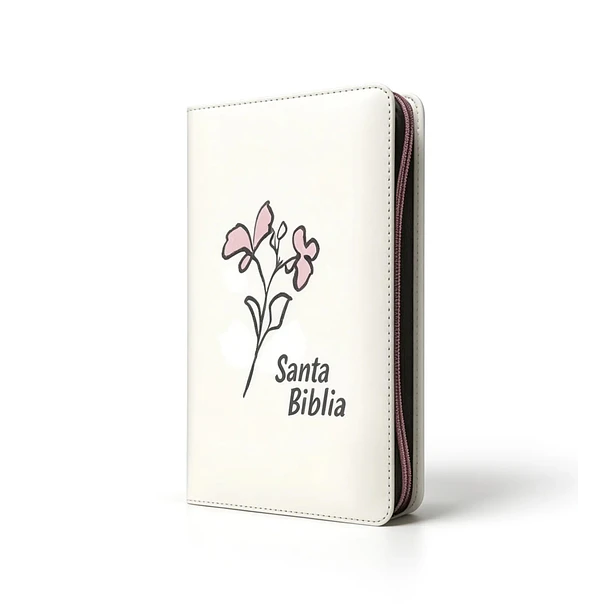 Biblia Tamaño Compacto Letra Grande NTV Con Cierre Blanco Crema  1