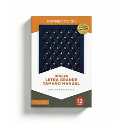 Biblia Tamaño Manual Letra Grande RVR60 Con Índice y Cierre Azul Marino