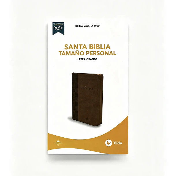 Biblia Letra Grande Tamaño Manual RV60 Con Índice y Cierre Café 1