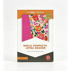 Biblia Compacta Letra Grande RVR60 Con Índice y Cierre Fucsia Floral