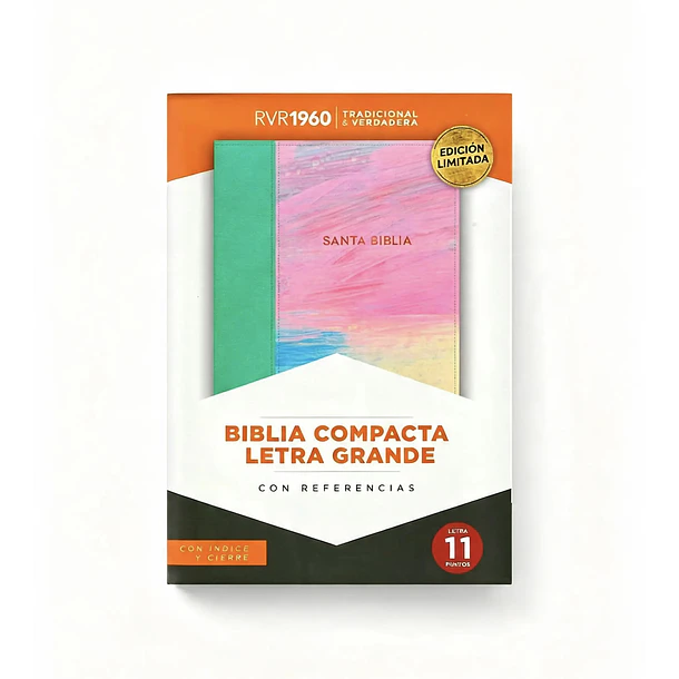 Biblia Compacta Letra Grande RVR60 Con Índice y Cierre Multicolor 1