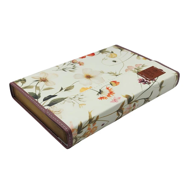 Biblia Tamaño Manual Letra Grande RVR60 Con Asa y Broche Magnético Flores Otoñales 2