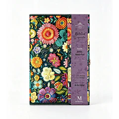 Biblia Tamaño Manual Letra Grande RVR60 Con Asa y Broche Magnetico Floral