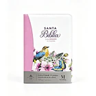 Biblia Tamaño Manual Letra Grande RVR60 Con Cierre e Índice Rosa Primaveral 1