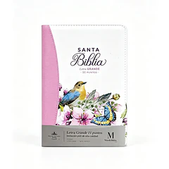 Biblia Tamaño Manual Letra Grande RVR60 Con Cierre e Índice Rosa Primaveral