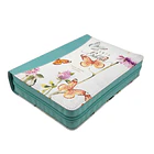 Biblia Tamaño Manual Letra Grande RVR60 Con índice y Cierre Turquesa/Mariposas 2