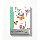 Biblia Tamaño Manual Letra Grande RVR60 Con índice y Cierre Turquesa/Mariposas 1