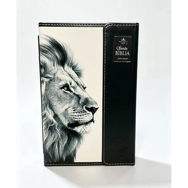 Biblia Tamaño Manual Letra Grande RVR60 Con Asa y Broche Magnético León de Judá 1