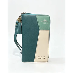 Biblia Tamaño Compacto (Tipo Chequera) RVR60 Con Cierre e Índice Turquesa/Blanco