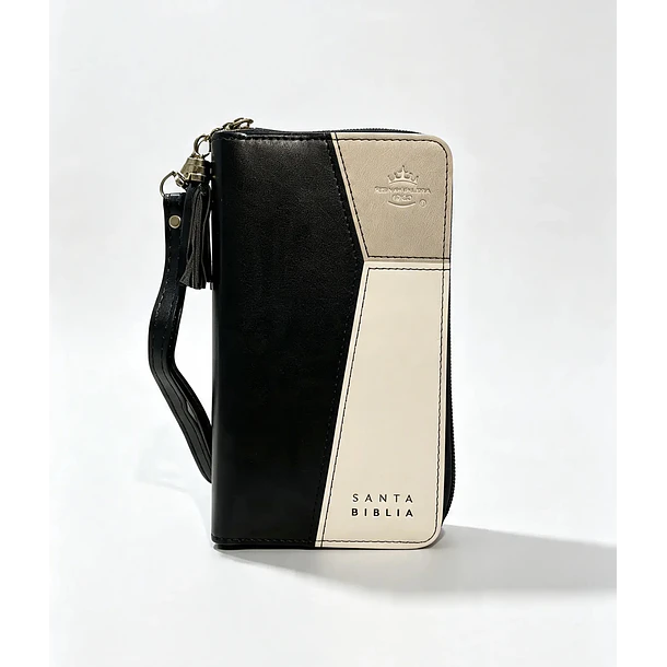 Biblia Tamaño Compacto (Tipo Chequera) RVR60 Con Índice y Cierre Negro/Blanco 1