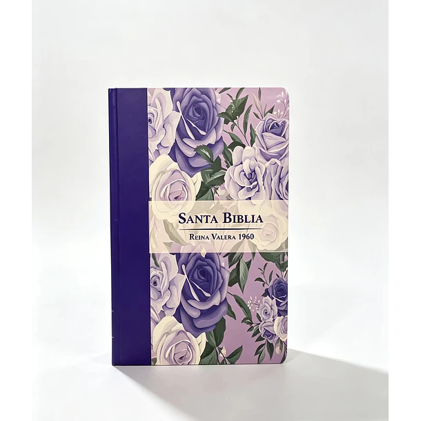 Biblia Tamaño Manual Letra Grande RVR60 Con Índice Morado/Floral 1