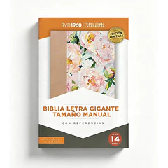 Biblia Tamaño Manual Letra Gigante RVR60 Con Índice y Cierre Rosa Floral