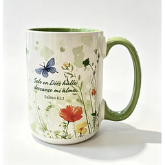 Taza "Solo en Dios halla descanso mi alma" Colección Confianza