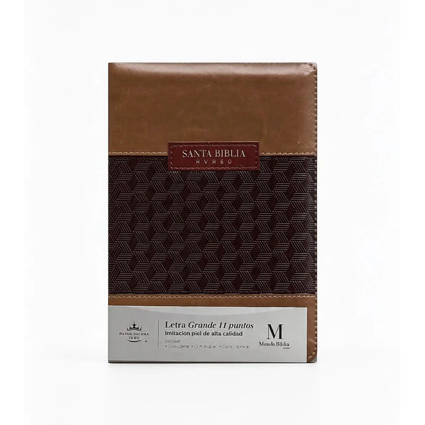 Biblia Tamaño Compacto Letra Grande RVR60 Con Índice y Cierre Tricolor Café 1