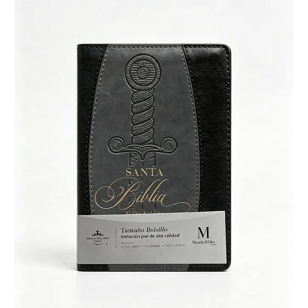 Biblia Tamaño Compacto RVR60 Con Índice y Cierre Negro/Gris Espada 1