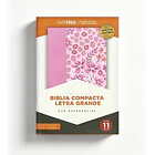 Biblia Compacta Letra Grande RVR60 Con Índice y Cierre Rosa Floral 1