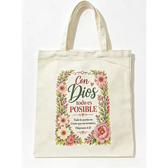 Bolsa Tote "Con Dios todo es Posible"