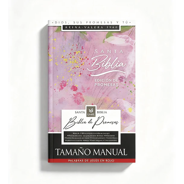 Biblia Tamaño Manual  Edición Promesas Letra Grande RVR60 Con Cierre Lila Floral 1