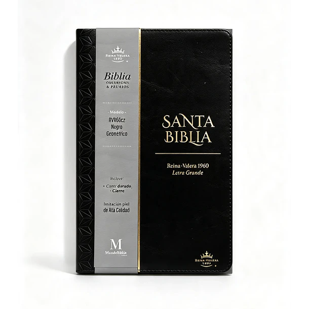 Biblia Tamaño Manual Letra Grande RVR60 Negro con Cierre 1