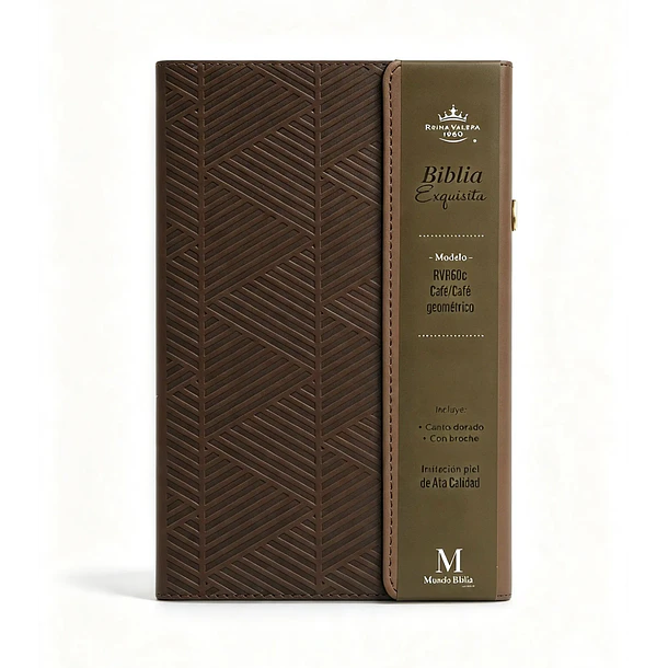 Biblia Tamaño Manual Letra Grande RVR60 Con Asa y Broche Café 1